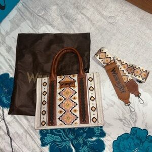 Wrangler Brown and Cream Geometric Tote